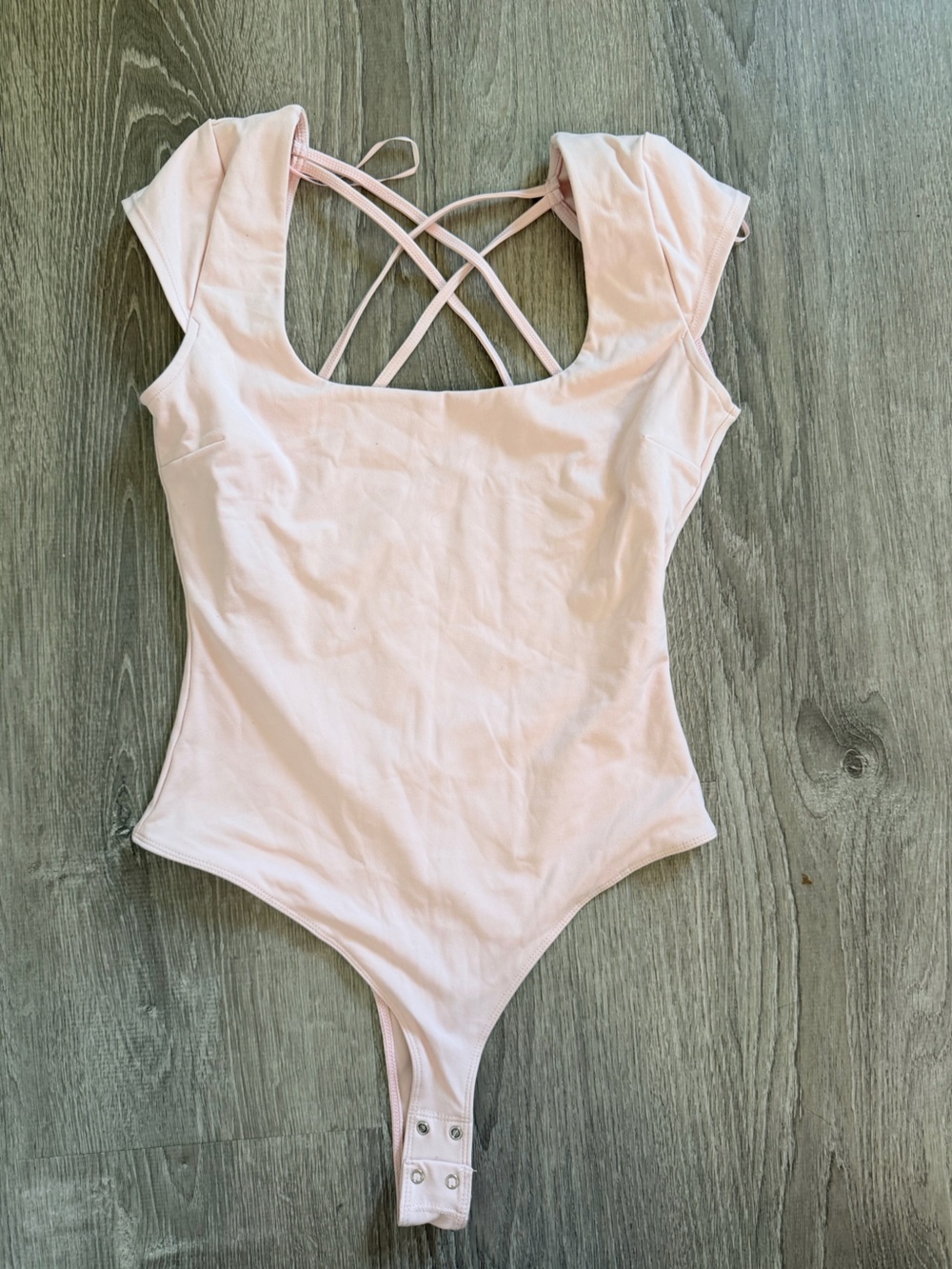 Garage Light Pink Crisscross Back Bodysuit
